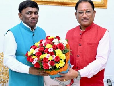 मुख्यमंत्री श्री विष्णु देव साय से गोवा के खेल एवं जनजातीय कल्याण मंत्री श्री रमेश तावड़कर की सौजन्य भेंट