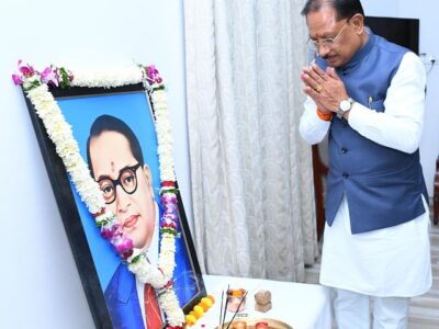 अंबेडकर जयंती: सीएम विष्णु देव साय ने दी श्रद्धांजलि, रायपुर में नमन